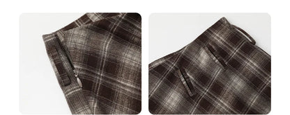 CHIC VEN Women Skirts A Line Retro Loose High Waist Irregular Color Plaid Frosted Half Body Long Ladies Skirt Autumn Winter 2026