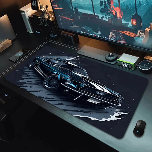 Black Mustang Mouse Pads Cool Car Large Computer Office Game Table Mats XXL Anti-slip HD Gaming Keyboard Mousepads Long Desk Mat