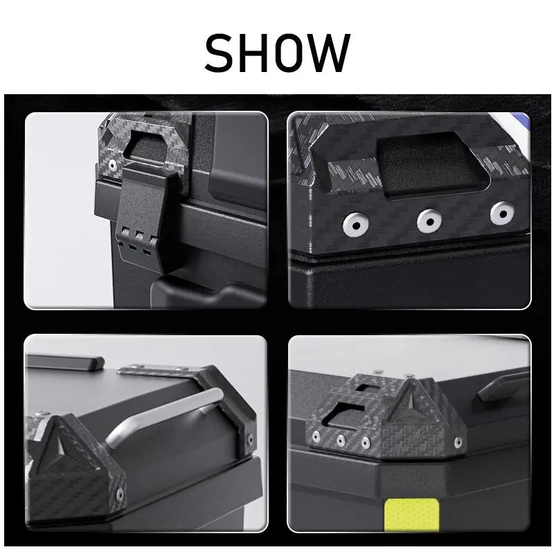 Universal Motorcycle Top Case Waterproof Motorbike Trunk Tail Box with Stainless Steel Anti-Theft Lock For Helmet Luggage