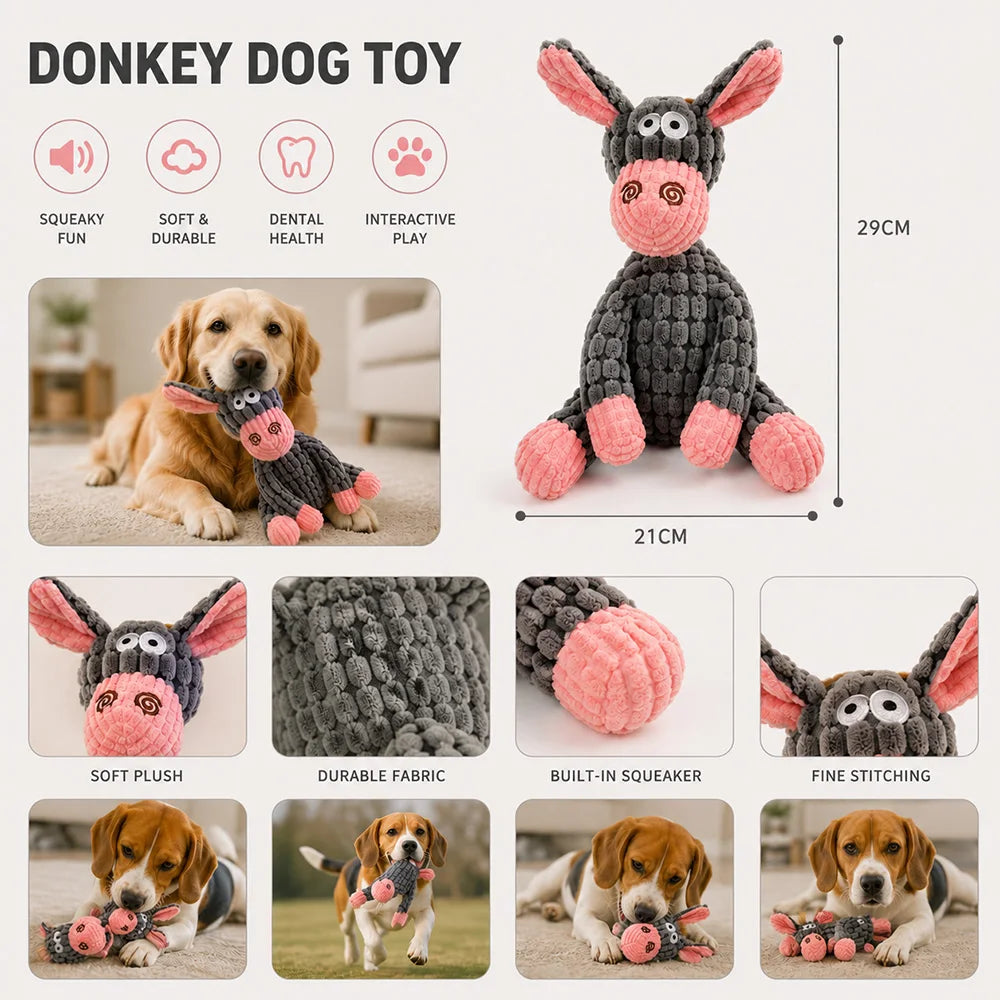 Pet Plush Toy with Squeaker Cat Dog Puzzle Toy Soft Durable Companion Teeth Cleaning Chew Toy Chew Resistant Design Pet Supplies