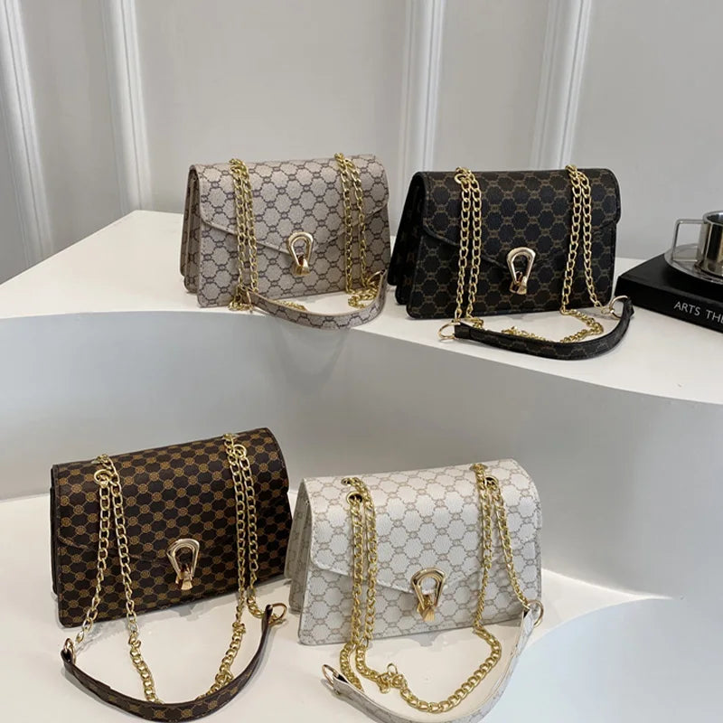 Women's Printed Crossbody Bag with Metal Lock - Fashion Shoulder Bag,Lightweight & Durable for Daily Use/Travel