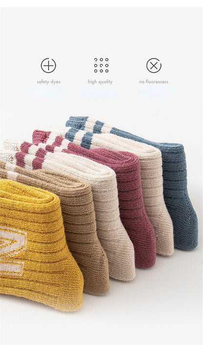 3Pair/Lot Baby Socks Knit Soft Letter Socks Baby Middle Tube Stockings Long Socks for Infant Toddler Boys Baby Girl Accessories