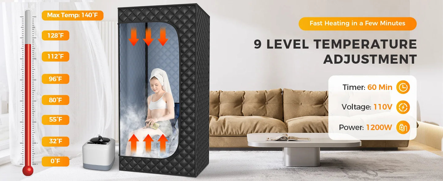 Sweat Steam Box, Home Full Body Sauna Box, Folding Portable Sweat Steam Room