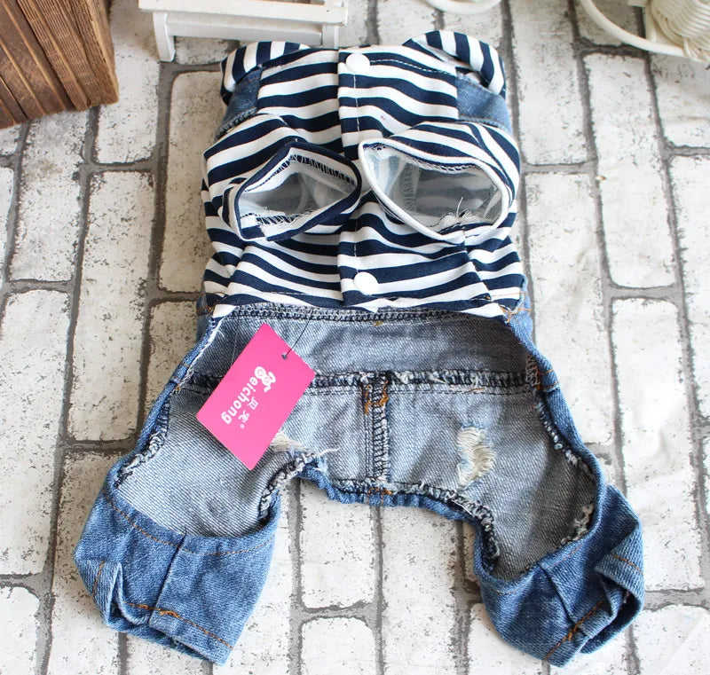 Dog Denim Overalls Puppy Jean Small Dog Costumes Pet Jean Jumpsuit Shirts Pants One-piece Outfits for Small medium Dogs