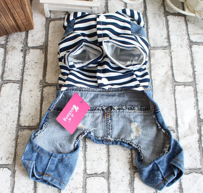 Dog Denim Overalls Puppy Jean Small Dog Costumes Pet Jean Jumpsuit Shirts Pants One-piece Outfits for Small medium Dogs