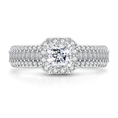 Original 925 Sterling Silver Sparkling Princess Full Pave Diamond Ring For Women Girls Jewelry Birthday Anniversary Gifts