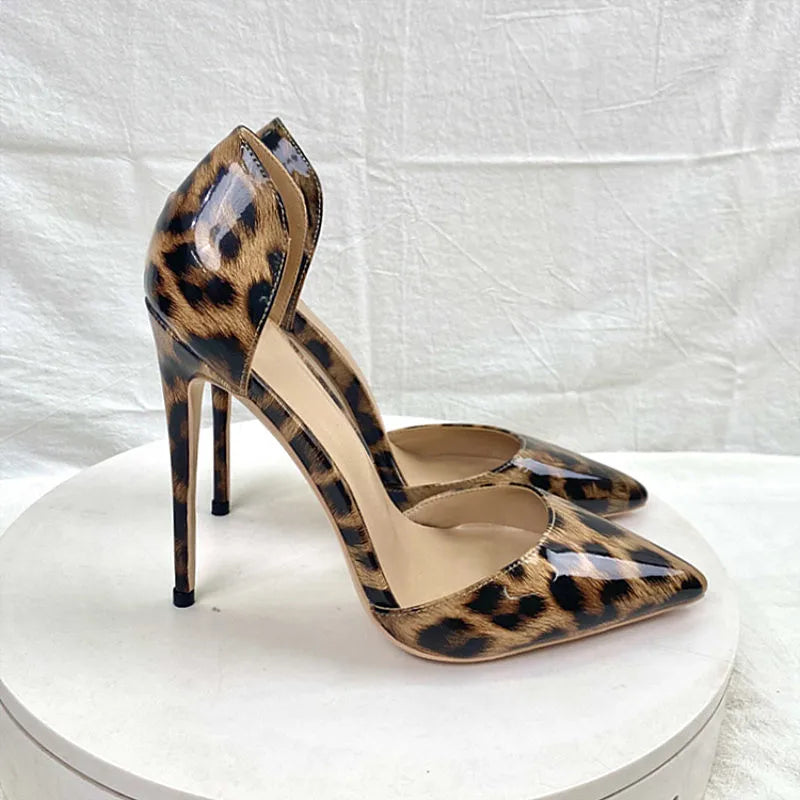 Leopard Print Sexy Women Pumps Shoes Women High Heels Pointed Toe Wedding Shoes 12cm Chaussure Femme QP023 ROVICIYA