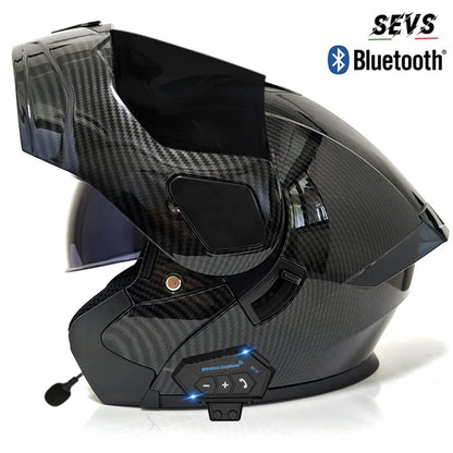 Small Modular Electric Motorcycle Helmet Bluetooth Dual Visor Helmet with Large Rear Wing 3C DOT Certified Safety Gear