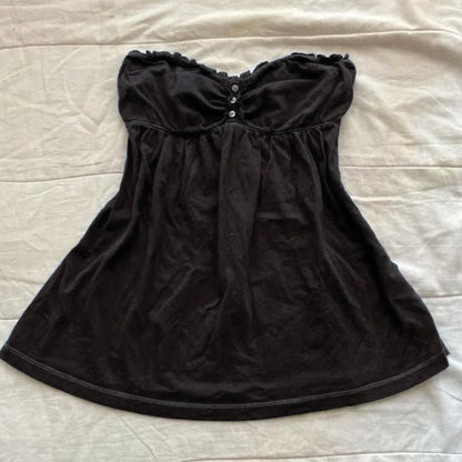 Y2k Summer New Solid Sling Tops Kawaii Lace Bow Inside A Sling Vest 90s Aesthetics Crop Top Women Pink Tank Top Fashion Punk Top
