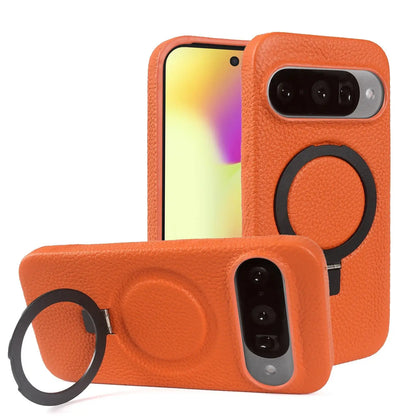 Magnet Ring Stand Phone Case For Google Pixel 10 Pro 9Pro 8A 7Pro 6pro 5A Cover Genuine Leather Case Magnetic Back Cover Cases