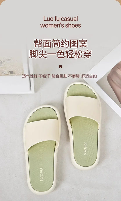 LUOFU Ladies Slippers Anti-Slip Soft Sole Fashionable Thick Bottom Women's Slip-On Shoes Comfortable Home Footwear
