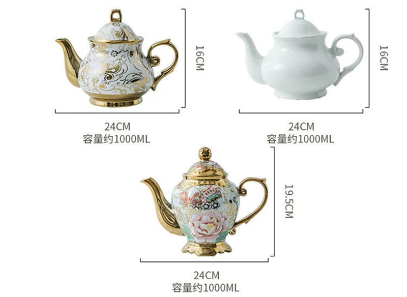 900ML European British Teapot  Porcelain High-Capacity Tea Pot With Filter Luxury Teaware Heat Resistant Kettle Pot Ceramic