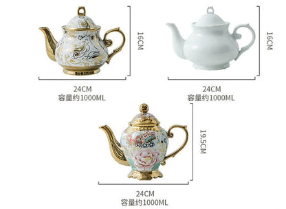 900ML European British Teapot  Porcelain High-Capacity Tea Pot With Filter Luxury Teaware Heat Resistant Kettle Pot Ceramic