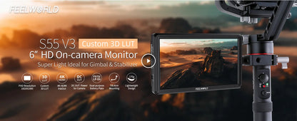 FEELWORLD S55 V3 6 inch Camera DSLR Field Monitor Video Assist IPS 1920x1152 4K HDMI DC Out With 3D LUT