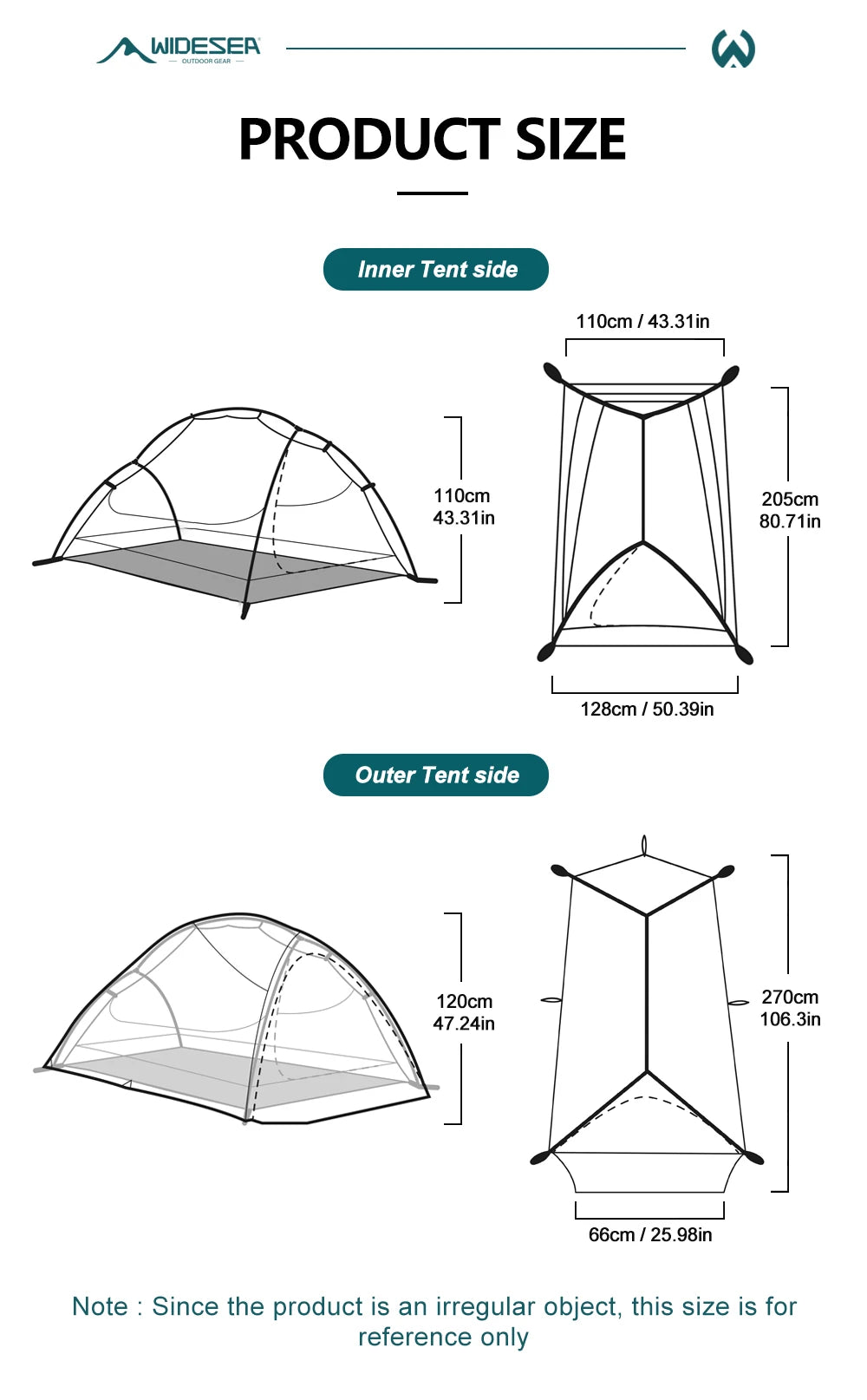WIDESEA Outdoor Camping 1.5 person Double-Layer Fish Spine tent 15D Nylon Silicone-Coated  Lightweight for Hiking & camping