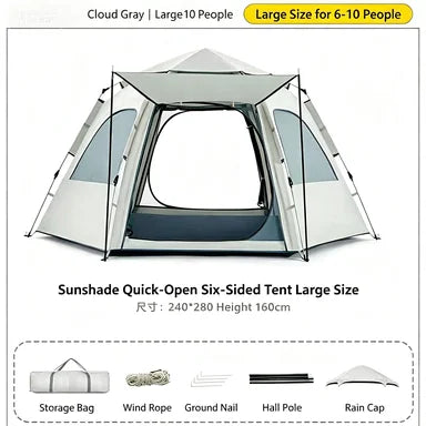 Foldable Portable Camping Tent Enhanced Ventilation Waterproof Wind & Rain Resistant With Storage Bag