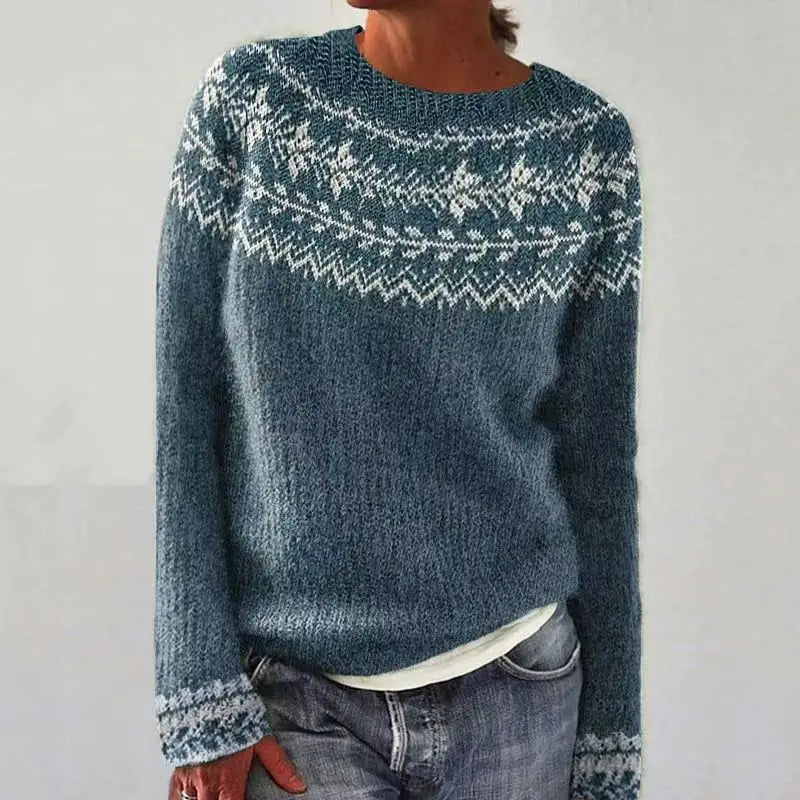 2025 Spring Knitted Women Sweater Print O-neck Long Sleeve Casual Loose Sweaters Female Winter Elegant Trendy Ladies Clothes