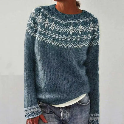 2025 Spring Knitted Women Sweater Print O-neck Long Sleeve Casual Loose Sweaters Female Winter Elegant Trendy Ladies Clothes