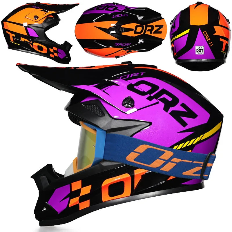 DOT Approved Off Road Helmet with Goggles Motocross Helmet Dirt Bike ATV Motorcycle Helmet Moped Dirtbike Racing Dirtbike Helmet