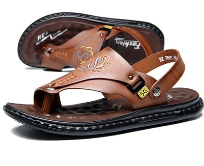 Sandals for Men High Quality Cow Leather Sandals Outdoor Casual Sport Sandals Anti Slip Beach Slippers for Men Summer Slippers