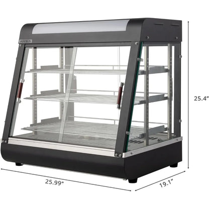 Unique features-26" Commercial Food Warmer Display Pizza Warmer, 3-Tier Electric Countertop Food Warmer w/LED Lighting