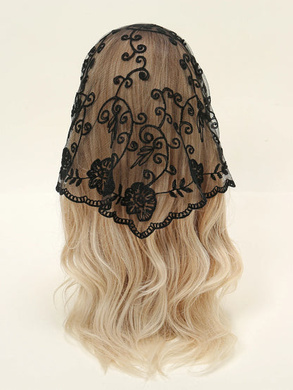 Wholesale French Lace Triangle Scarf Embroidered Flower Lace Scarf Small Shawl Crochet Head Scarf Headwraps Bandana For Women
