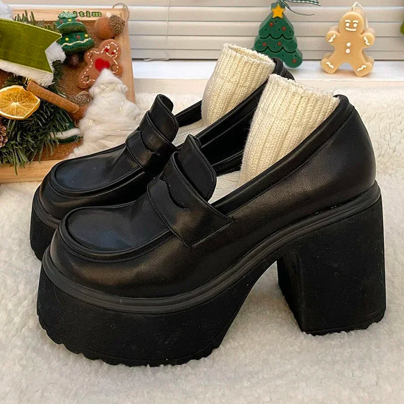 Retro Le Fu Shoes 2024 New Thick Soled High Heels Daily Luxury Women's Solid Color Temperament Mary Jane with Follow-up Shoes