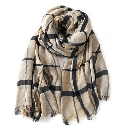 Fashion Plaid Cotton Linen Men Scarves Autumn Winter Warm Men's Scarf Short Tassel Bufanda Male Accessories Pashmina Shawl