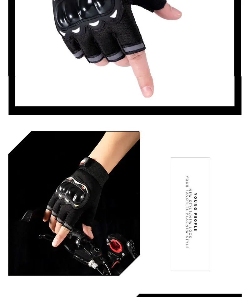 Men Half Finger Gloves Slip Rresistant Wear-resistant Racing Off-road Shatterproof Breathable Motorcycle Bicycle Tactical Glove