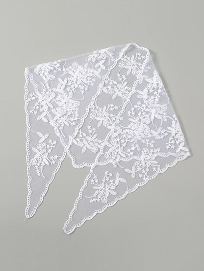Wholesale French Lace Triangle Scarf Embroidered Flower Lace Scarf Small Shawl Crochet Head Scarf Headwraps Bandana For Women