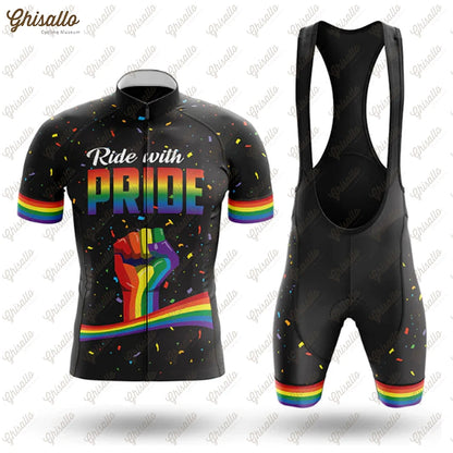 Team Ride with Pride Cycling Jersey Set, Road Bike Equipment, Men's Cycling Shirt, Quick Dry Bicycle Clothes, New