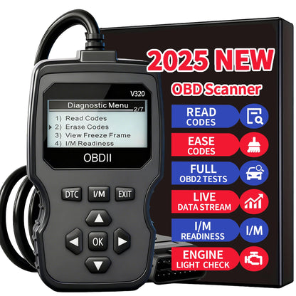 Obd2 Diagnostic Scanner Tool - Engine Fault Code Reader for All Cars since 1996, with Real-Time Data Stream, Battery Test, and Code Erasure