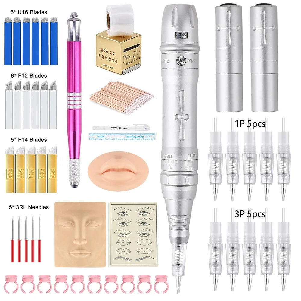 New Wireless PMU Tattoo Machine Permanent Makeup Microblading Eyebrow Lip Eyeliner Professiona Rotary Tattoo Pen Gun Kit