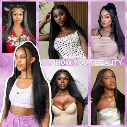 300% 13x6 HD Lace Frontal Wig 100% Raw Human Hair Straight Lace Front Wig 30 36 Inch 5x5 HD Lace Glueless Wig No Glue Human Hair
