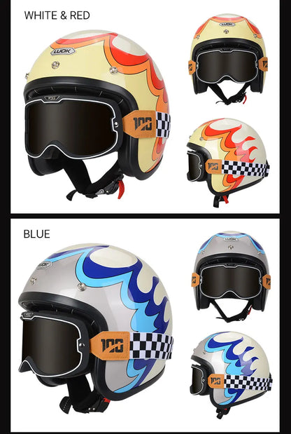 Hot Sale Open Face Helmet Retro 3/4 Jet Motorcycle Helmets Men ABS Shell Safty Cap German Style Four Seasons DOT Approved