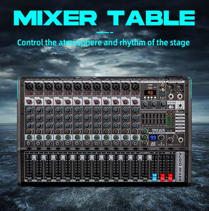 TKLBLS L12 mixer Professional 12 channel USB DJ PC 99 DSP effect  Bluetooth 48V party performance