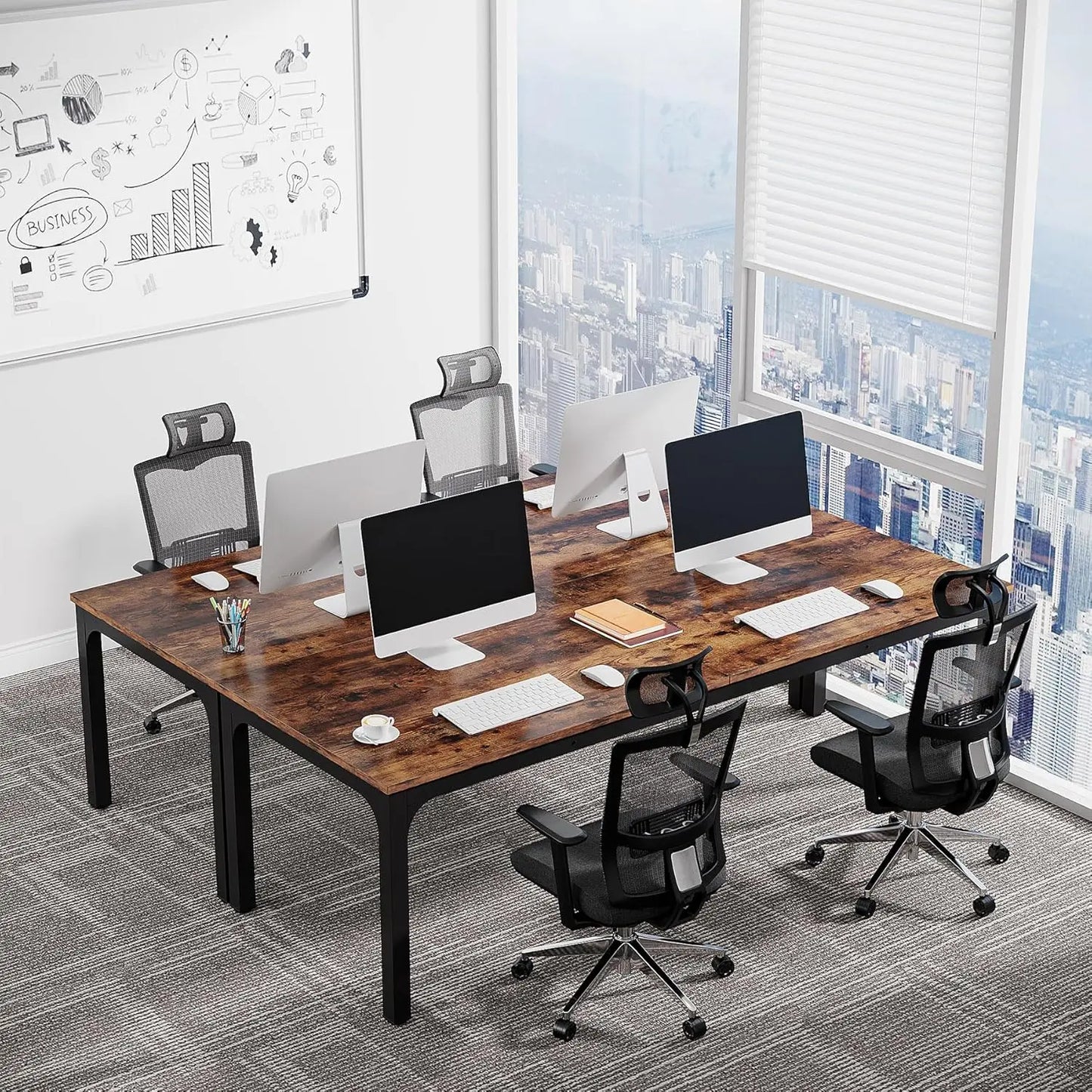 6.5 FT Conference Room Table, 78.74" W x 27.56" D Large Office Conference Table, Modern Seminar Meeting Table Desk, Customized
