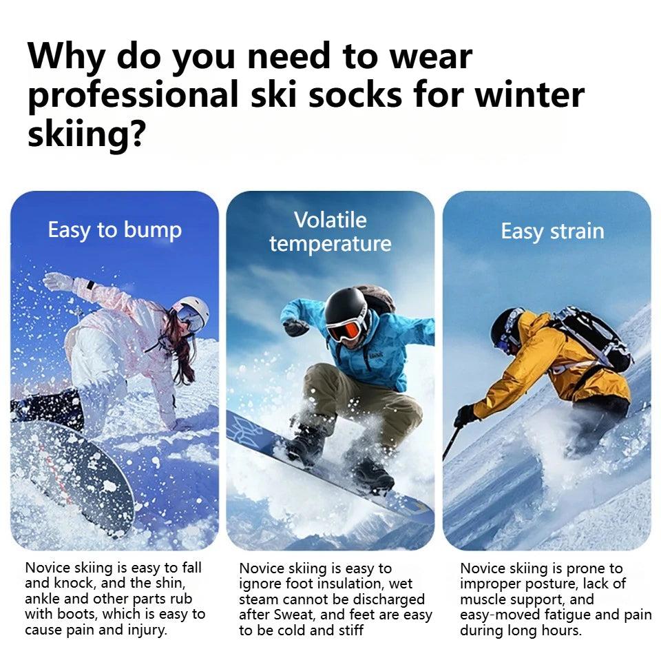 GTUBIKE Thermal Winter Cotton Men Women Ski Socks High Elastic Sports Socks Snowboarding Cycling Adult Skiing Thicker Leg Warm