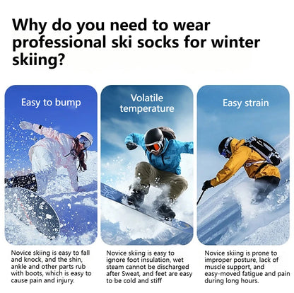GTUBIKE Thermal Winter Cotton Men Women Ski Socks High Elastic Sports Socks Snowboarding Cycling Adult Skiing Thicker Leg Warm