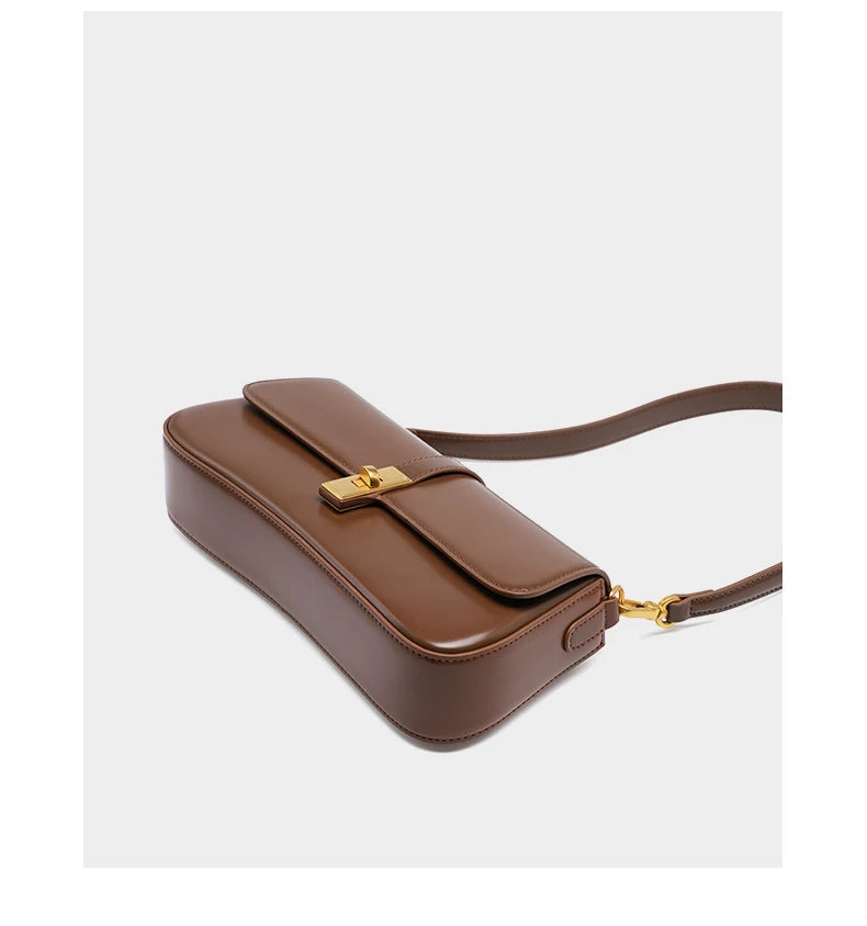 Toptrends Elegant Genuine Leather Underarm Shoulder Bags For Women 2025 Luxury Designer Crossbody Purses Saddle Ladies Handbags