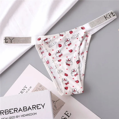 Sexy Thong Hello Kitty Panties Kawaii Cute Cartoon Underwear Women Ice Silk Briefs Girl Gift Underpants