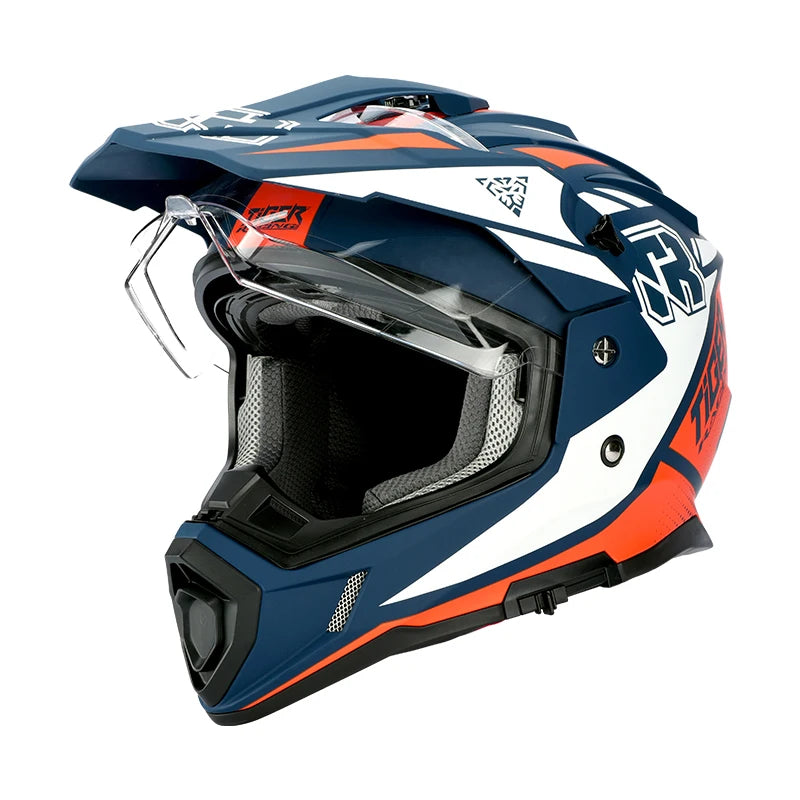 Tiger JTO1 Adventure Motorcycle Helmet Dual SunVisor Helmet Size S-3XL Off-road Casco Moto Highly Breathable For  ADV Long Rides