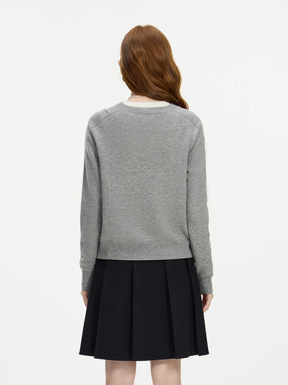 FSLE 100% Wool Seamless One-piece Knit Shirt Sweater For Women Autumn Winter New Design Wool Crew Neck Versatile Casual Sweater