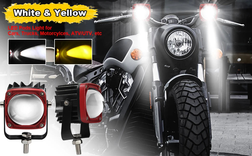 ANMINGPU 6000k/3000k LED Work Light Bar 12V 24V White Yellow Offroad Divring Fog Lights for Car Truck Atv 4x4 LED Headlights