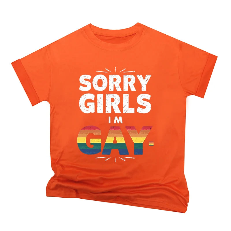 Rainbow Bananas "Sorry Girls I Like Bananas" Print T Shirt Vintage Men Short Sleeve Fun Gay Tees Casual Pride Month LGBTQ Tshirt