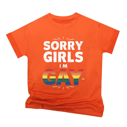 Rainbow Bananas "Sorry Girls I Like Bananas" Print T Shirt Vintage Men Short Sleeve Fun Gay Tees Casual Pride Month LGBTQ Tshirt