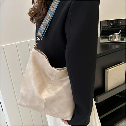 Bohemian Style Women Shoulder Bag, Vintage Wide Strap Crossbody with Intricate Embroidery, Versatile for Casual Commuting Wear