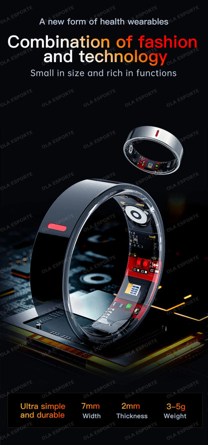 Men Women Fashion Smart Ring Sleep Heart Rate Blood Pressure Monitoring Bluetooth Connection Multiple Sports Modes Fitness Rings