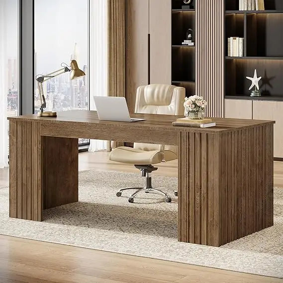Large 63-Inch Office Computer Desk, Modern Executive Study Writing Table, Business Furniture for Home Workstation