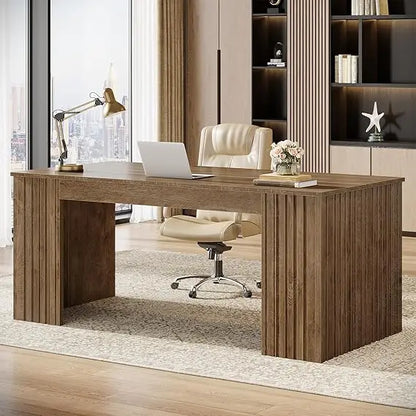 Large 63-Inch Office Computer Desk, Modern Executive Study Writing Table, Business Furniture for Home Workstation